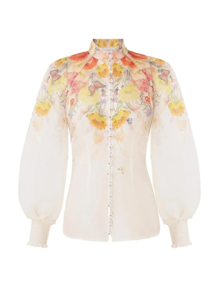 Women Clothing Zimmermann Tranquillity Blouse Red Butterflies