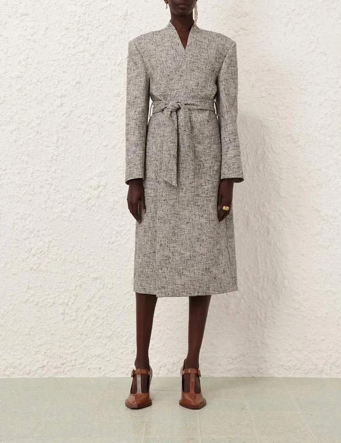 Women Clothing Zimmermann Tranquillity Collarless Coat Blackcream