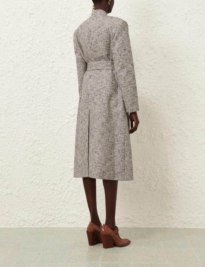 Women Clothing Zimmermann Tranquillity Collarless Coat Blackcream
