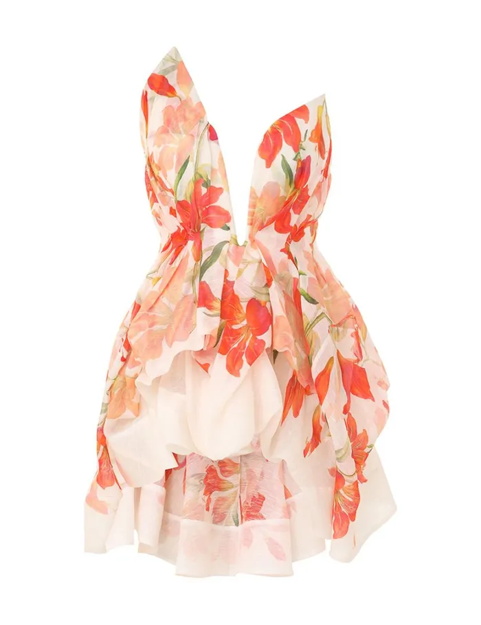 Women Clothing Zimmermann Tranquillity Draped Bodice Red Lily