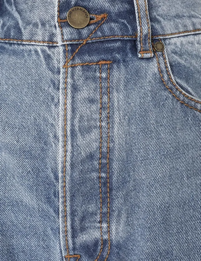 Women Clothing Zimmermann Wide Straight Jean Poseidon Blue