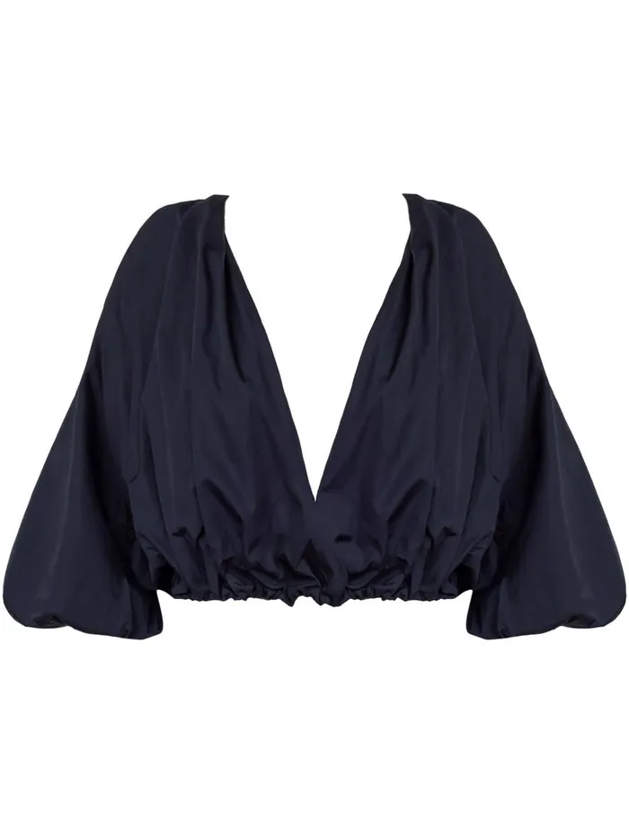 Women Collected Cross Front Blouse French Navy The UNDONE Tops