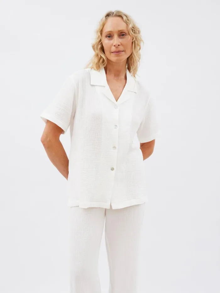 Women Core Short Sleeve Shirt Optic White The UNDONE Loungewear