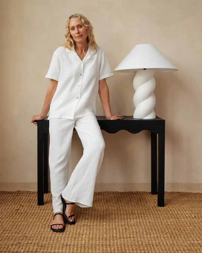 Women Core Short Sleeve Shirt Optic White The UNDONE Loungewear