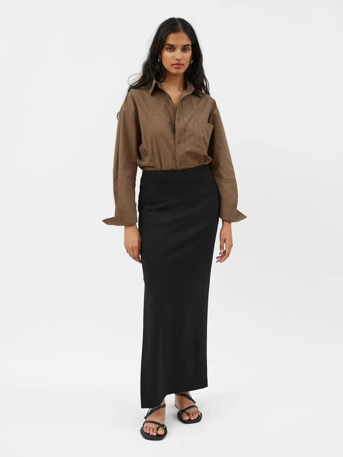 Women Crepe Column Skirt Black The UNDONE Skirts