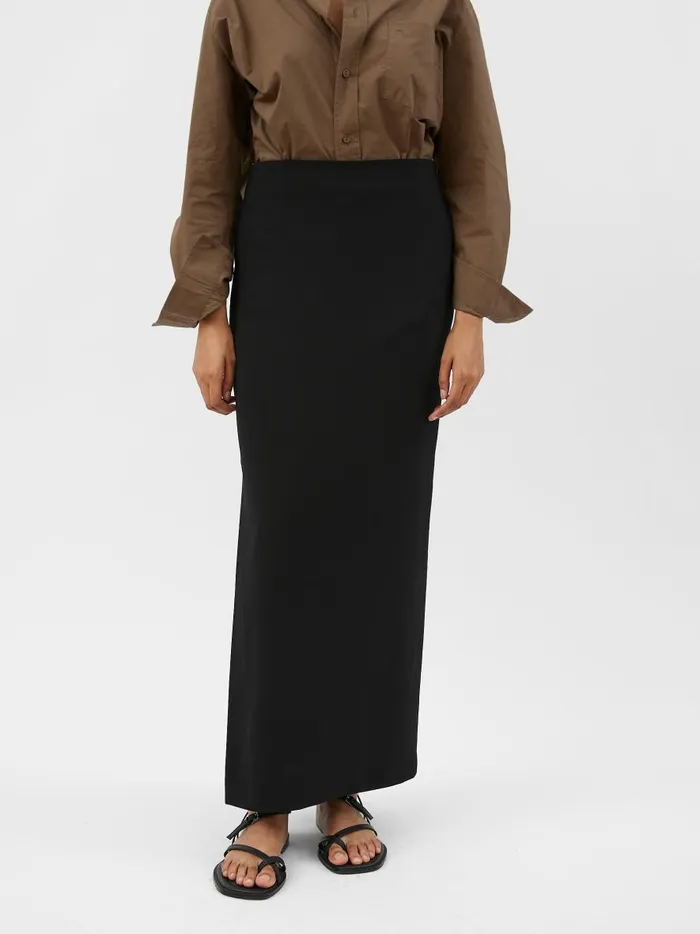 Women Crepe Column Skirt Black The UNDONE Skirts