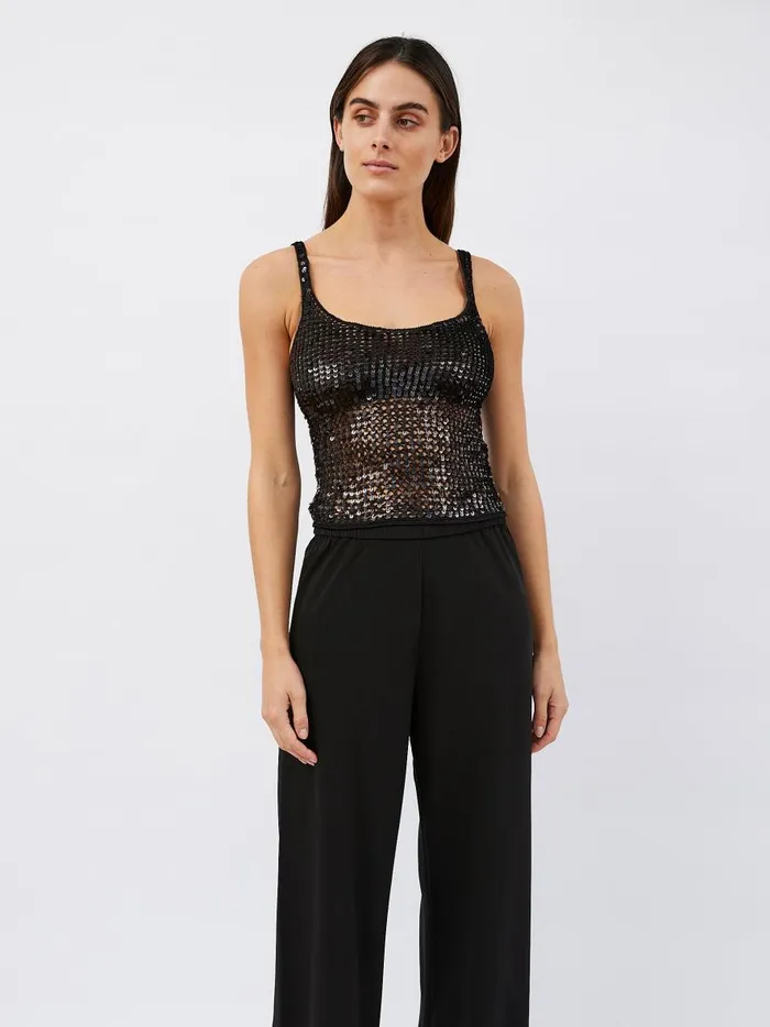 Women Crochet Sequins Tank Black The UNDONE Tops Women Crochet Sequins Tank Black The UNDONE Tops