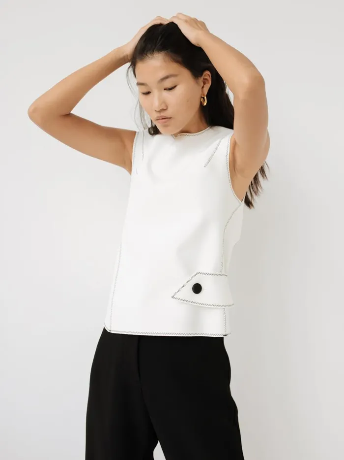 Women Cross Back Bonded Top White The UNDONE Tops Women Cross Back Bonded Top White The UNDONE Tops