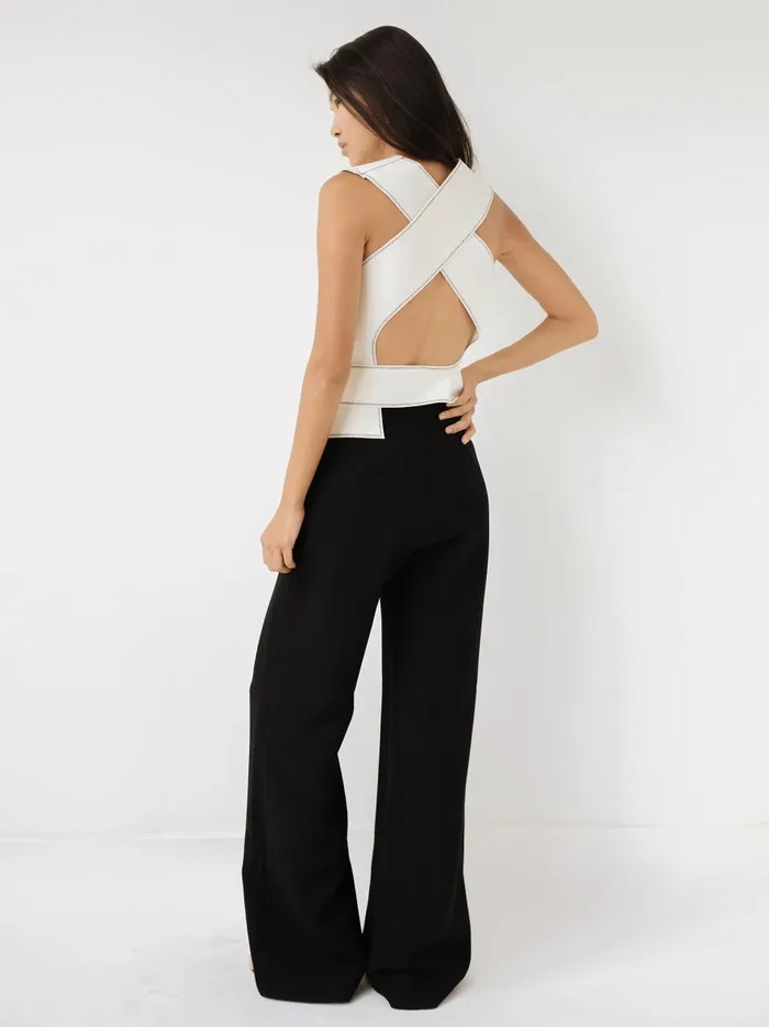 Women Cross Back Bonded Top White The UNDONE Tops Women Cross Back Bonded Top White The UNDONE Tops