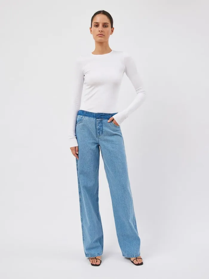 Women Deconstruct Denim Jean Indigo The UNDONE Denim