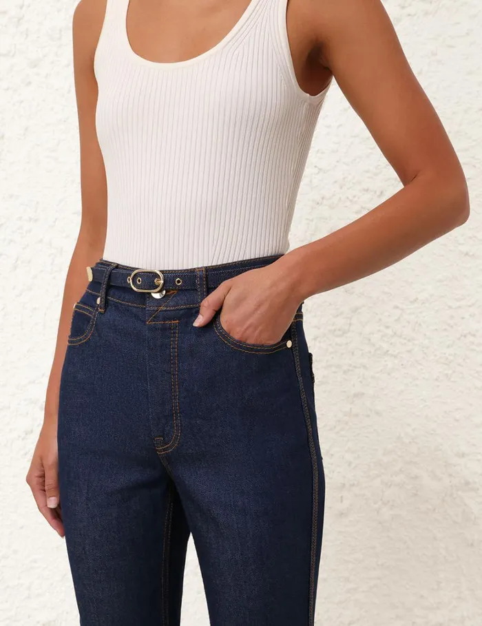 Women Denim Zimmermann Cropped Flare Jean Ink