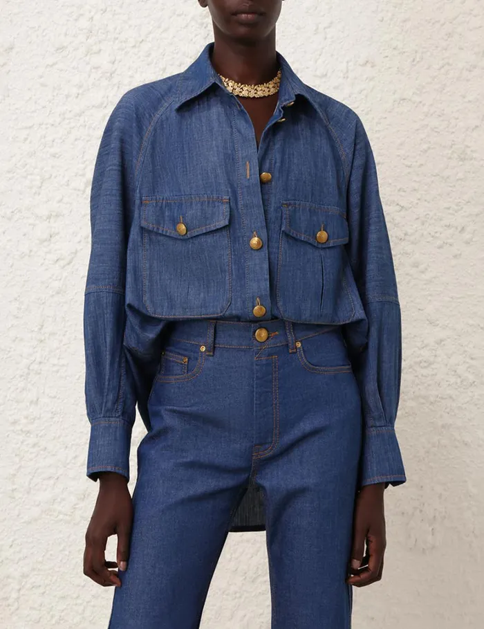 Women Denim Zimmermann Slim Straight Jean Railway Blue