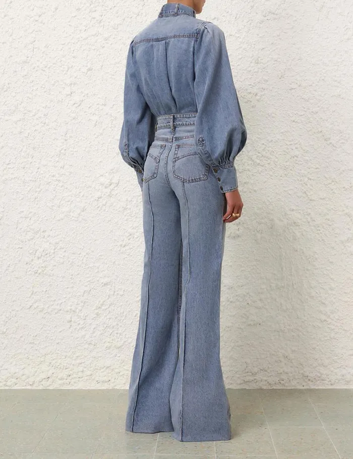 Women Denim Zimmermann Wide Leg Jean Poseidon Blue