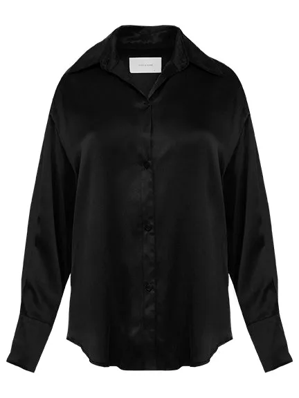 Women Dominique Silk Shirt Black The UNDONE Tops