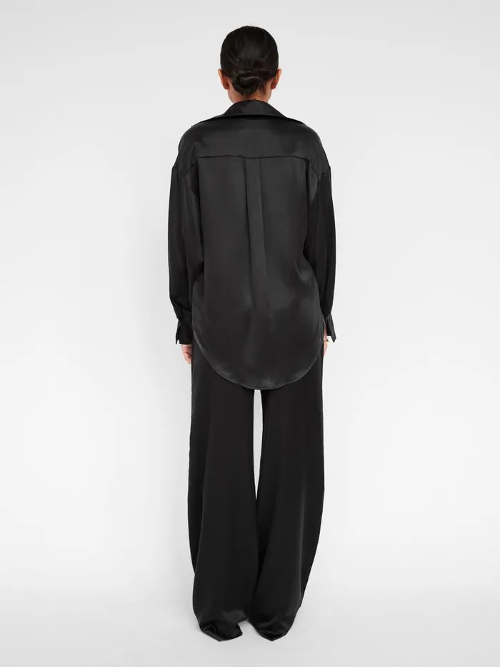 Women Dominique Silk Shirt Black The UNDONE Tops