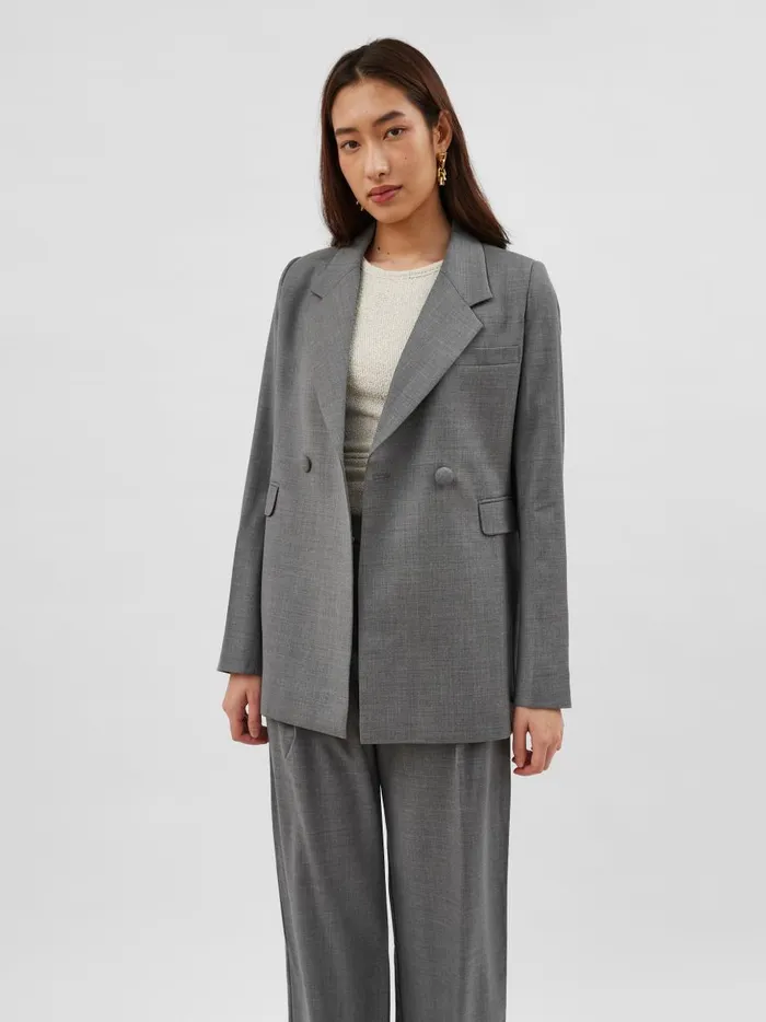 Women Double Breasted Women039s Blazer Pewter Grey The UNDONE Jackets