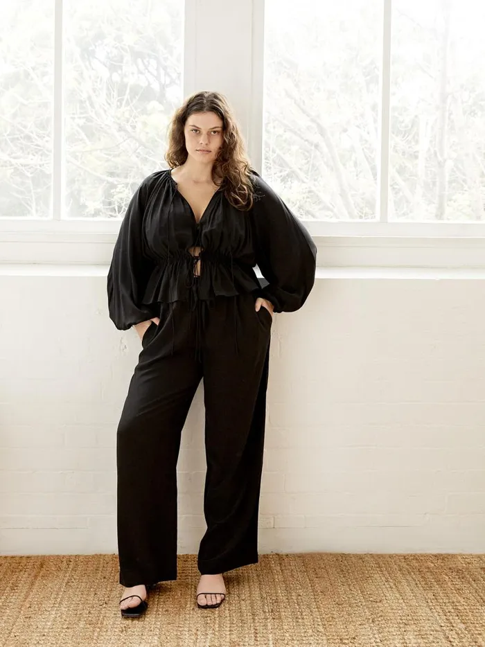 Women Drawstring Trouser Black The UNDONE Pants Women Drawstring Trouser Black The UNDONE Pants