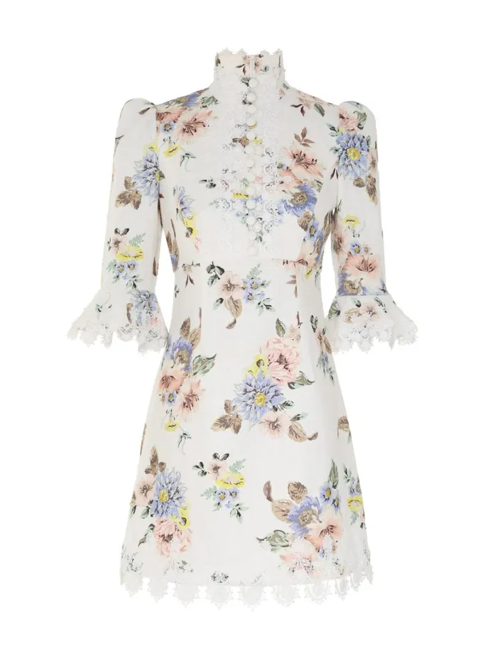 Women Dresses Zimmermann Applique Mini Dress Blue Floral