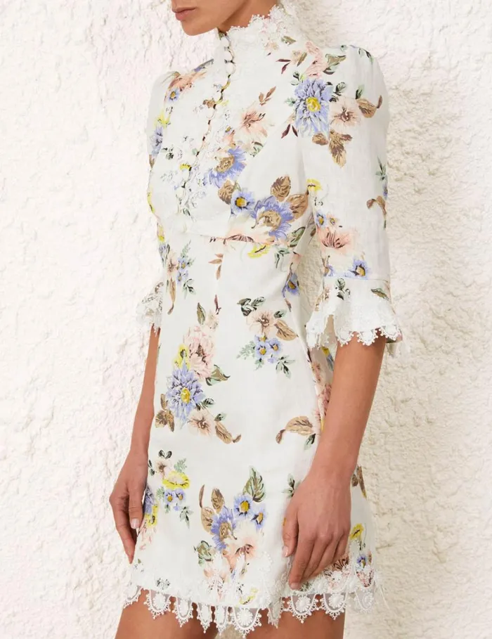 Women Dresses Zimmermann Applique Mini Dress Blue Floral
