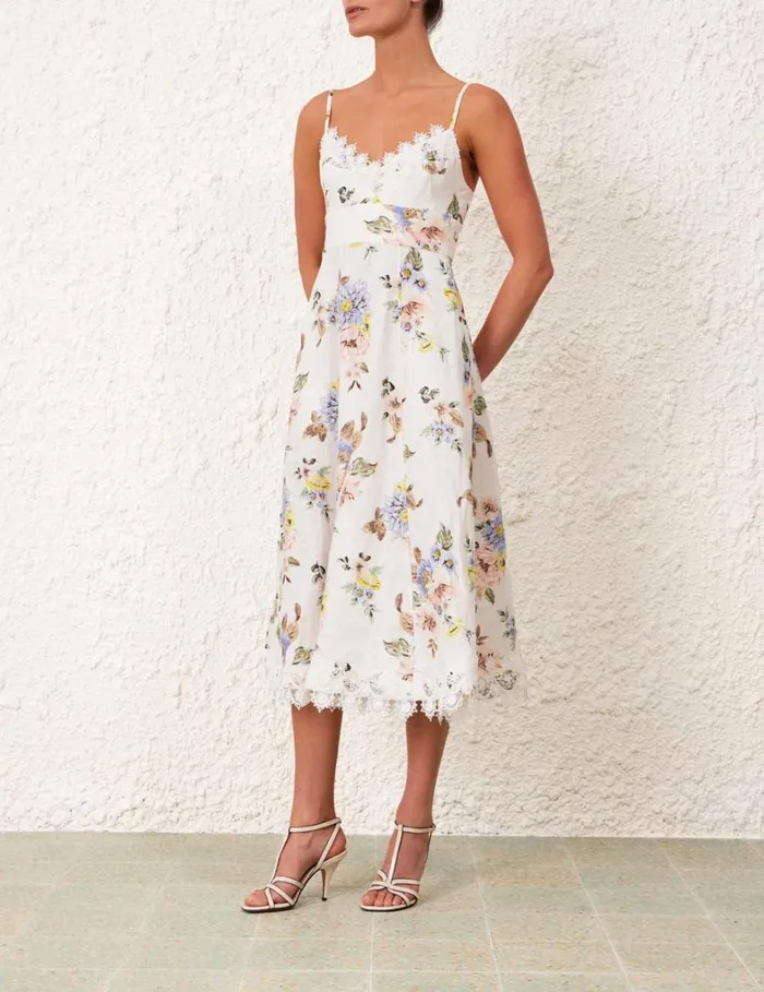 Women Dresses Zimmermann Applique Picnic Dress Blue Floral