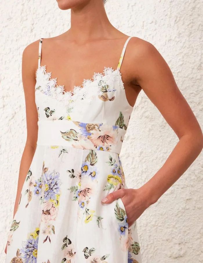 Women Dresses Zimmermann Applique Picnic Dress Blue Floral