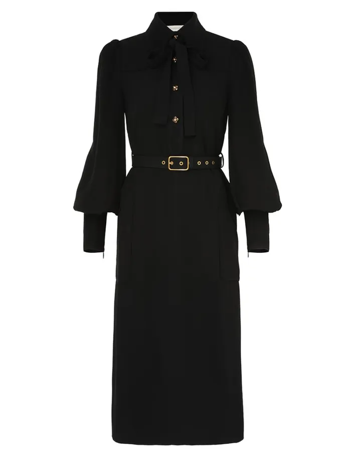 Women Dresses Zimmermann Collared Swing Midi Dress Black