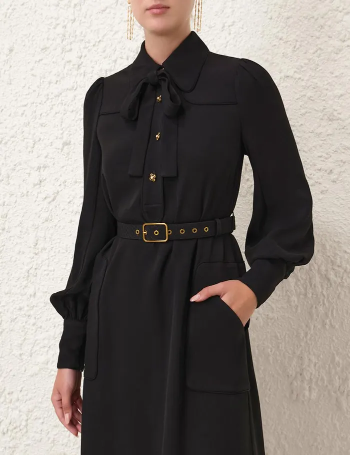 Women Dresses Zimmermann Collared Swing Midi Dress Black
