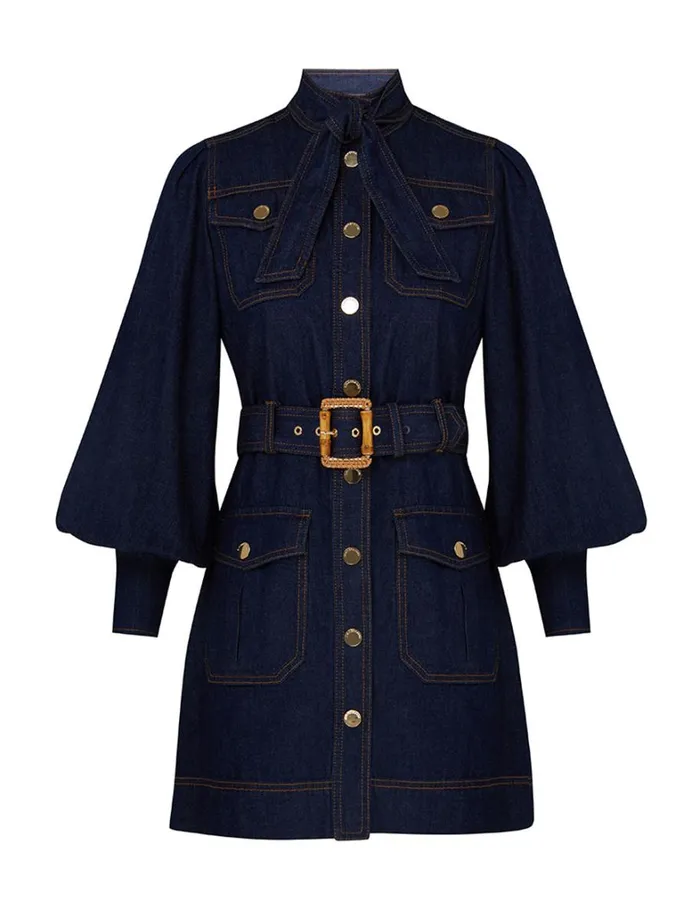 Women Dresses Zimmermann Denim Pocket Dress Ink