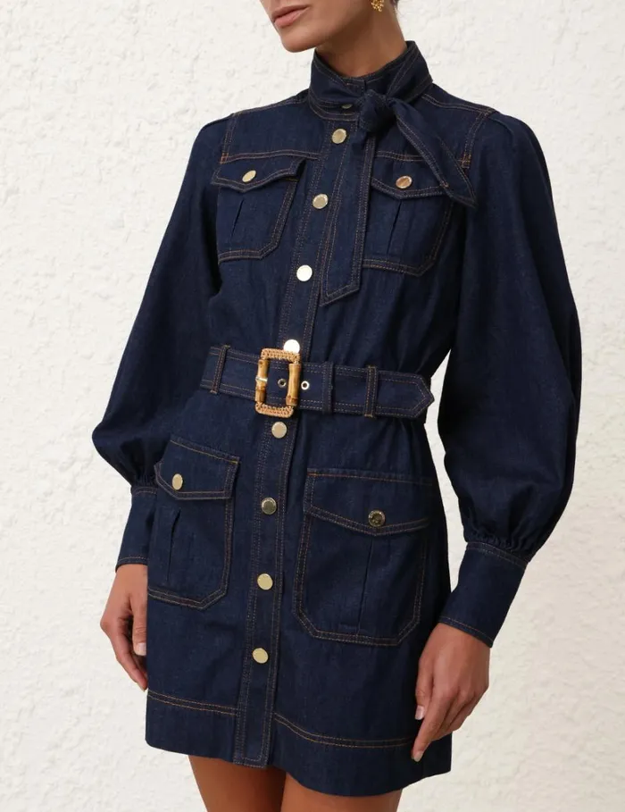 Women Dresses Zimmermann Denim Pocket Dress Ink