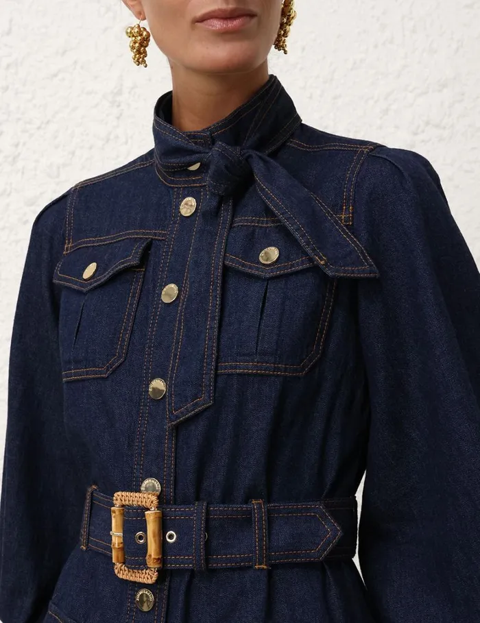 Women Dresses Zimmermann Denim Pocket Dress Ink