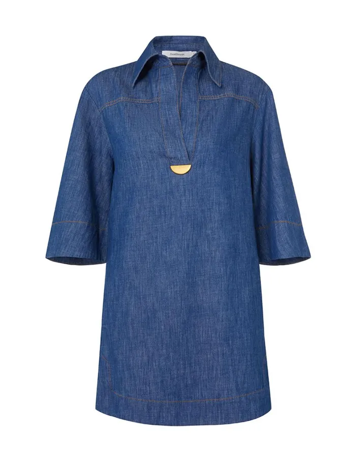 Women Dresses Zimmermann Denim Tunic Dress Railway Blue