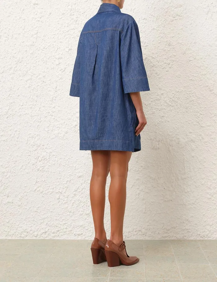 Women Dresses Zimmermann Denim Tunic Dress Railway Blue