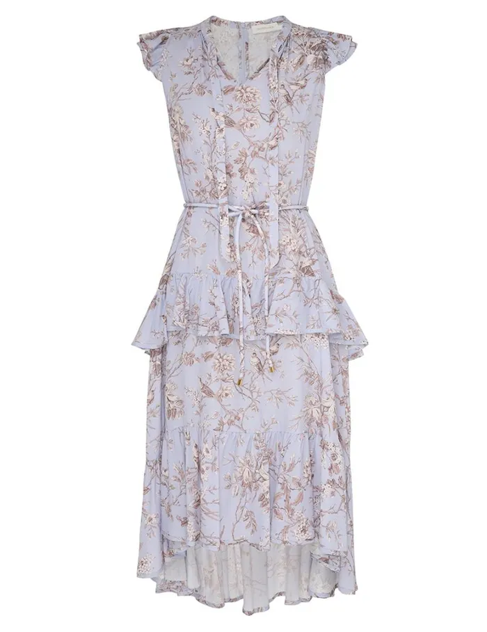 Women Dresses Zimmermann Frilled Tank Midi Dress Blue Mockingbird