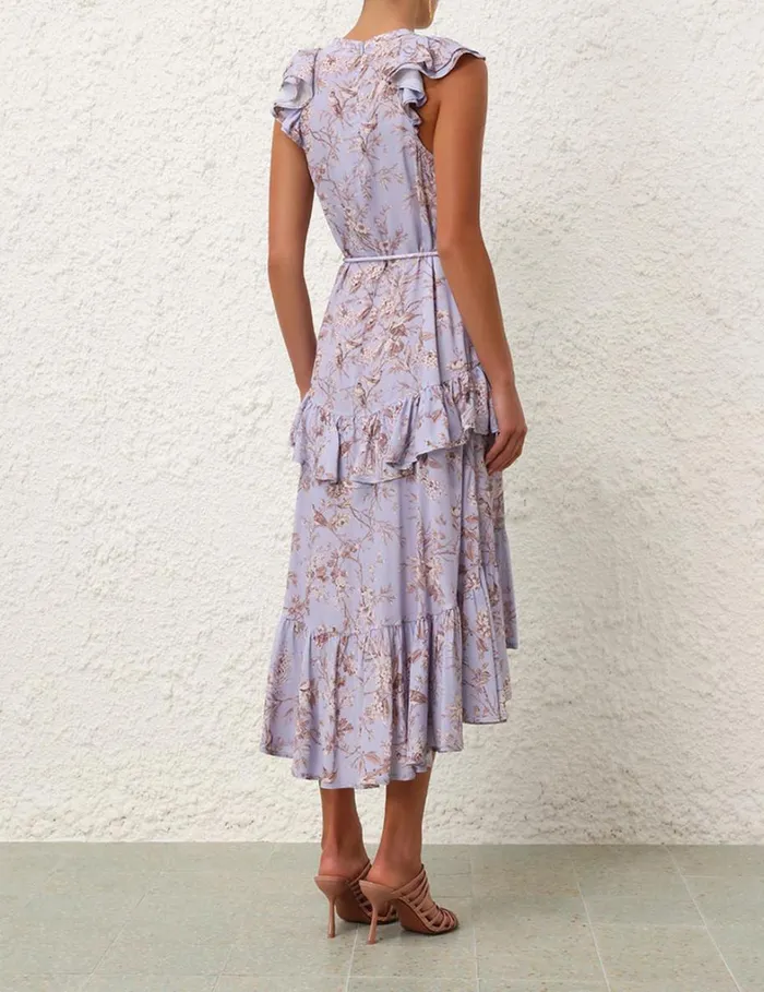 Women Dresses Zimmermann Frilled Tank Midi Dress Blue Mockingbird