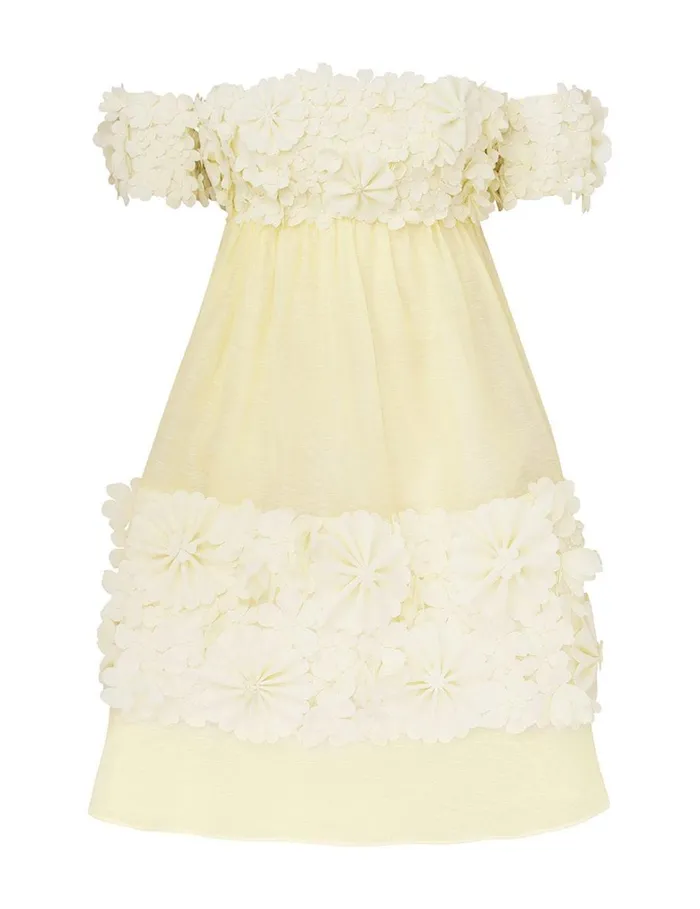 Women Dresses Zimmermann Harmony Applique Flower Mini Lemon