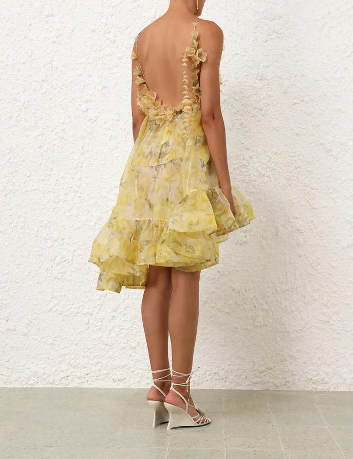 Women Dresses Zimmermann Harmony Asymmetrical Dress Yellow Peony