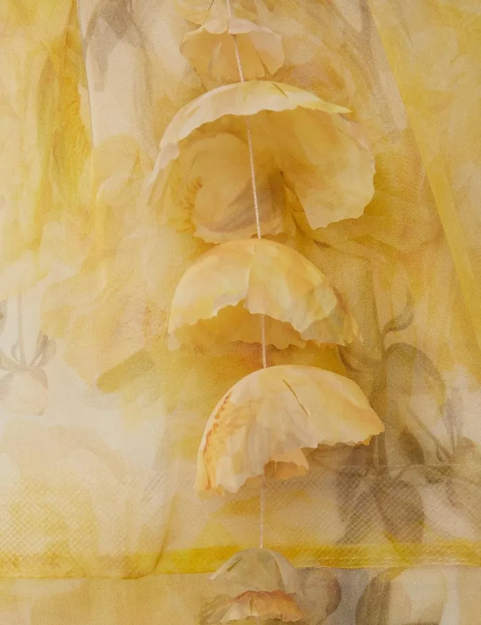 Women Dresses Zimmermann Harmony Asymmetrical Dress Yellow Peony