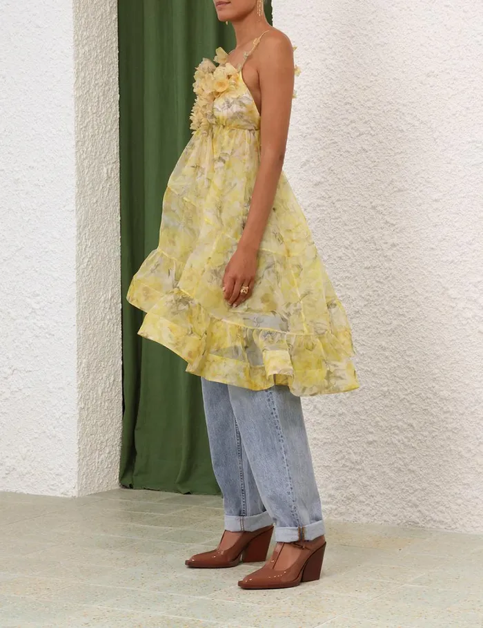 Women Dresses Zimmermann Harmony Asymmetrical Dress Yellow Peony