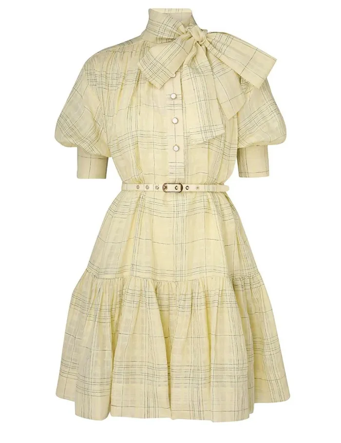 Women Dresses Zimmermann Harmony Check Mini Dress Citrus Check