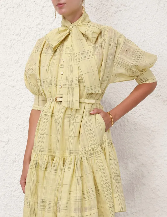 Women Dresses Zimmermann Harmony Check Mini Dress Citrus Check