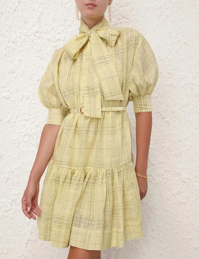 Women Dresses Zimmermann Harmony Check Mini Dress Citrus Check