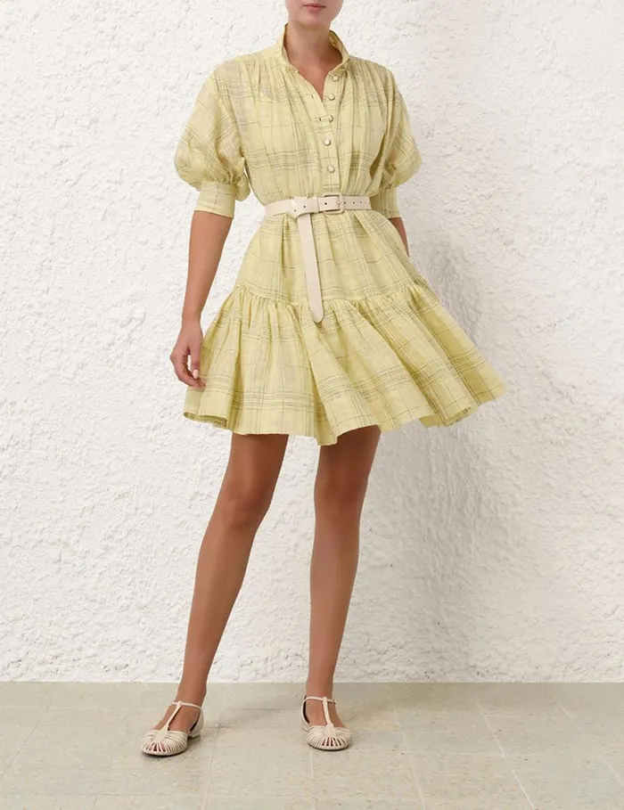 Women Dresses Zimmermann Harmony Check Mini Dress Citrus Check