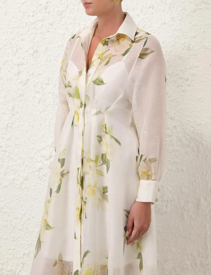 Women Dresses Zimmermann Harmony Draped Shirt Dress Ivory Magnolia