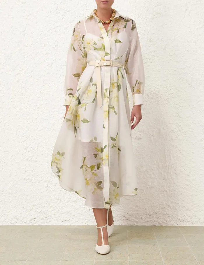 Women Dresses Zimmermann Harmony Draped Shirt Dress Ivory Magnolia