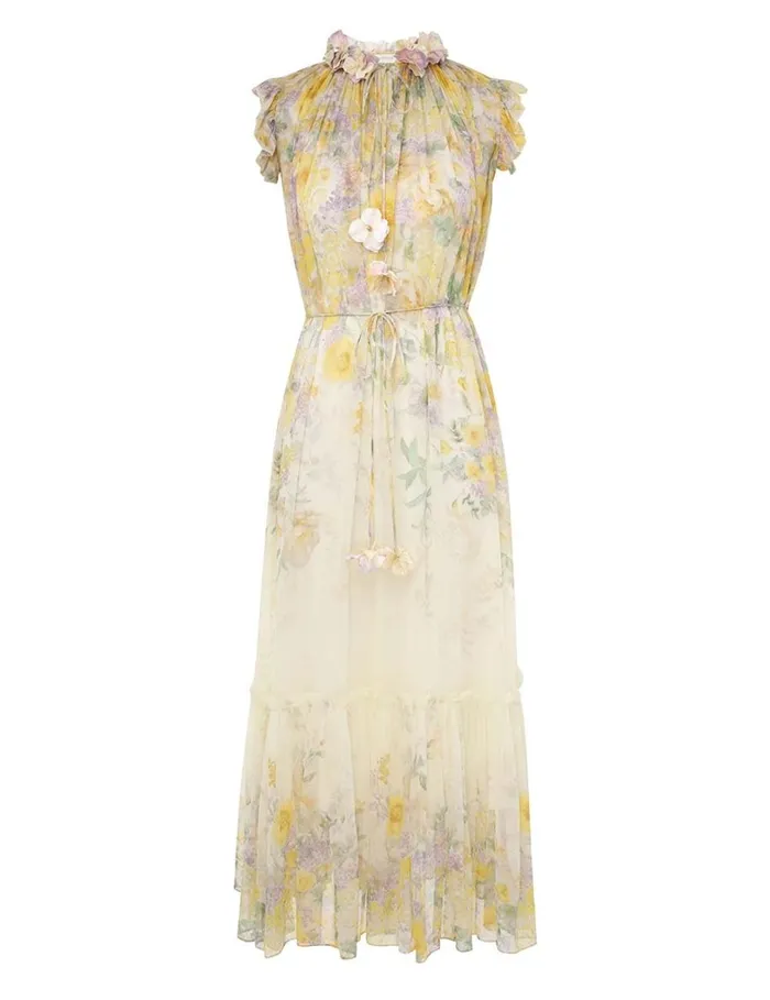 Women Dresses Zimmermann Harmony Flutter Dress Citrus Garden Print