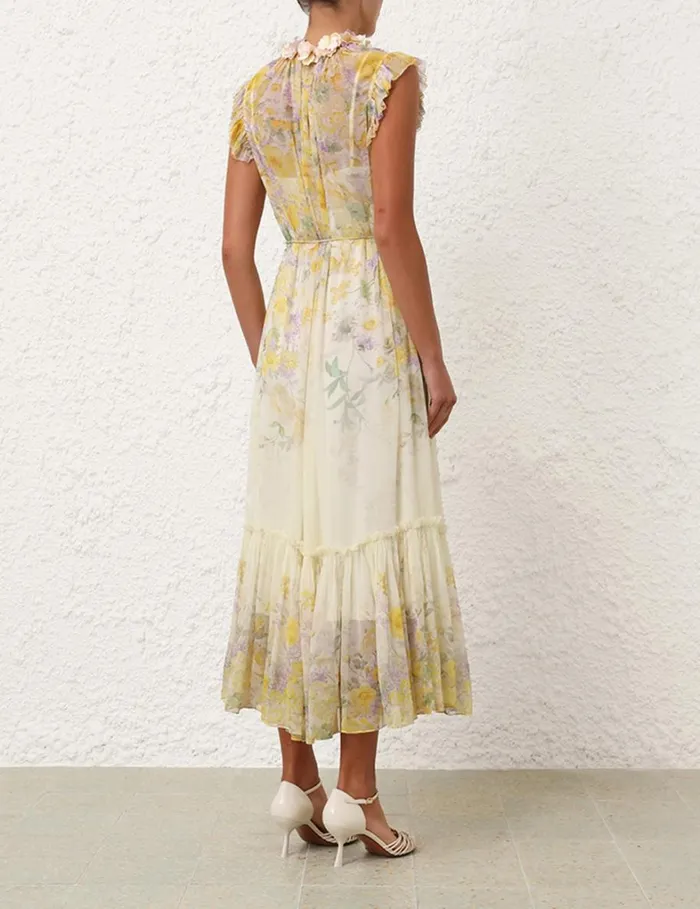 Women Dresses Zimmermann Harmony Flutter Dress Citrus Garden Print