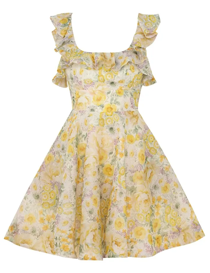 Women Dresses Zimmermann Harmony Frilled Mini Citrus Garden Print