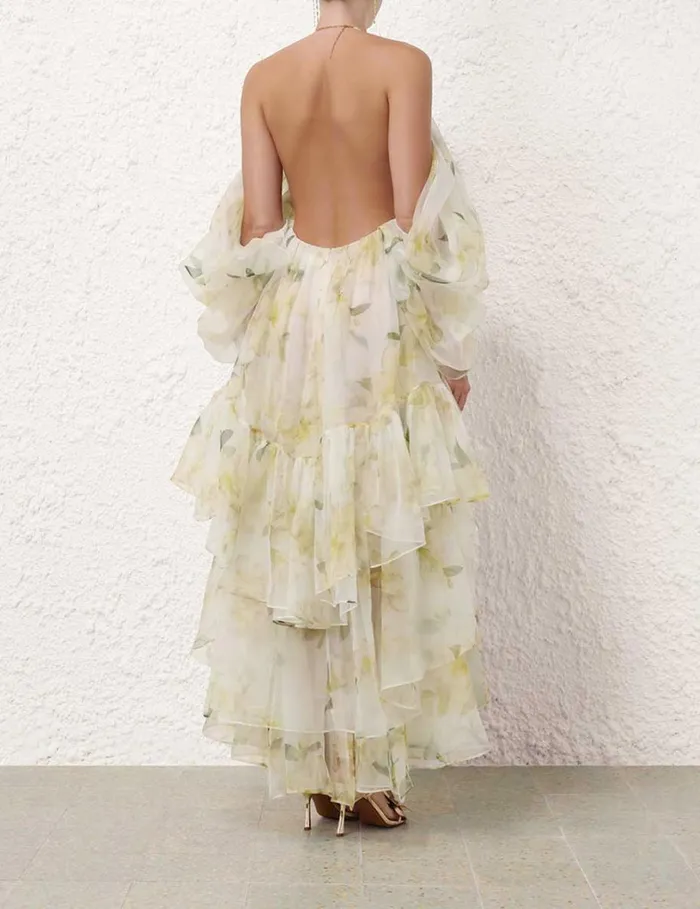 Women Dresses Zimmermann Harmony Gathered Long Dress Ivory Magnolia