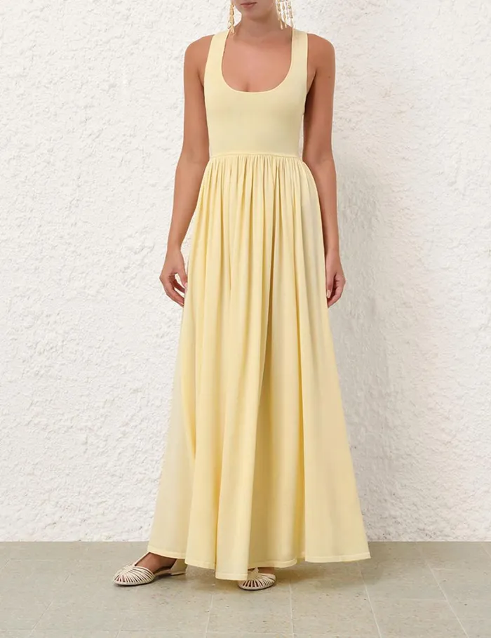 Women Dresses Zimmermann Harmony Metallic Tank Dress Lemon
