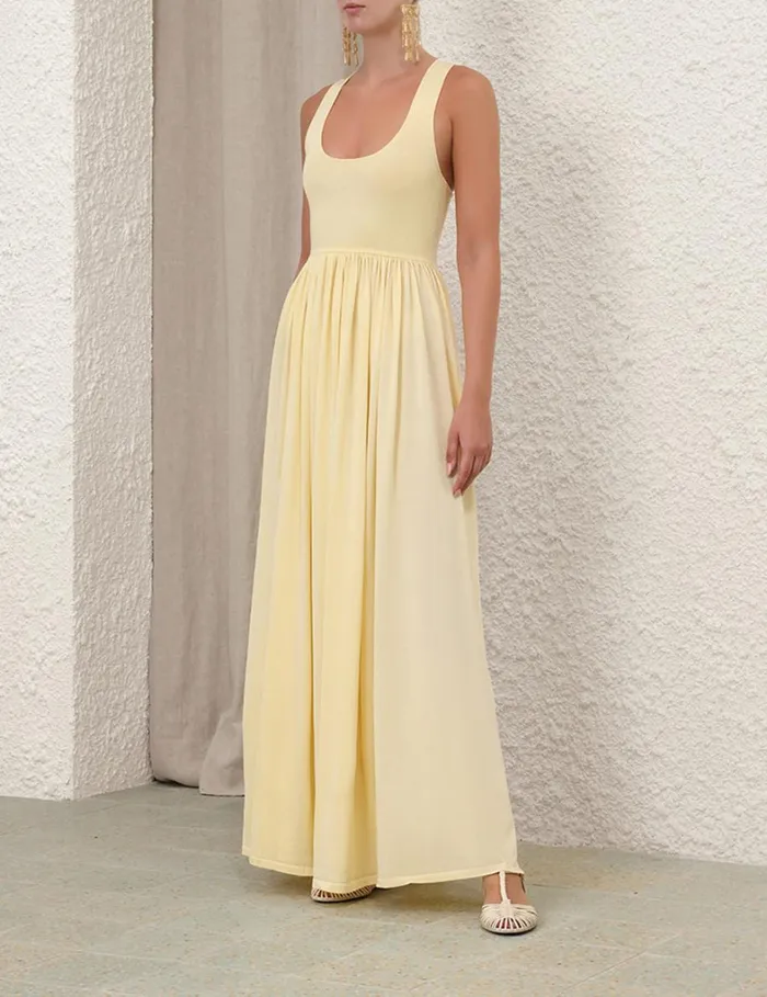 Women Dresses Zimmermann Harmony Metallic Tank Dress Lemon